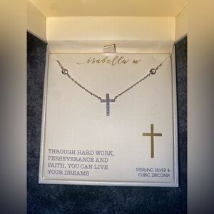 BNIB Isabella M Sterling Silver Cross Necklace 16” + 2” extender $60